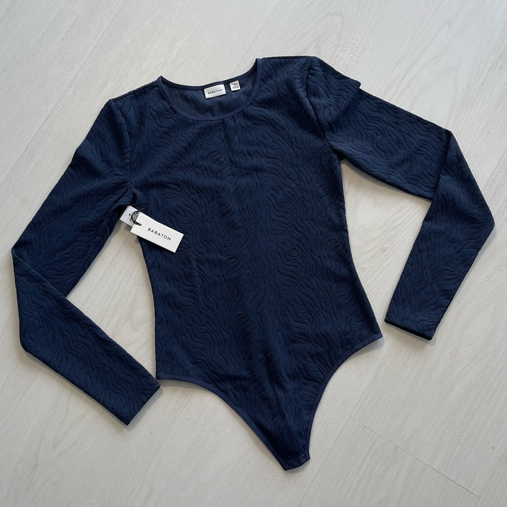 NEW WITH TAGS - Aritzia Shapeless Longsleeve Bodysuit in Blue Size Small